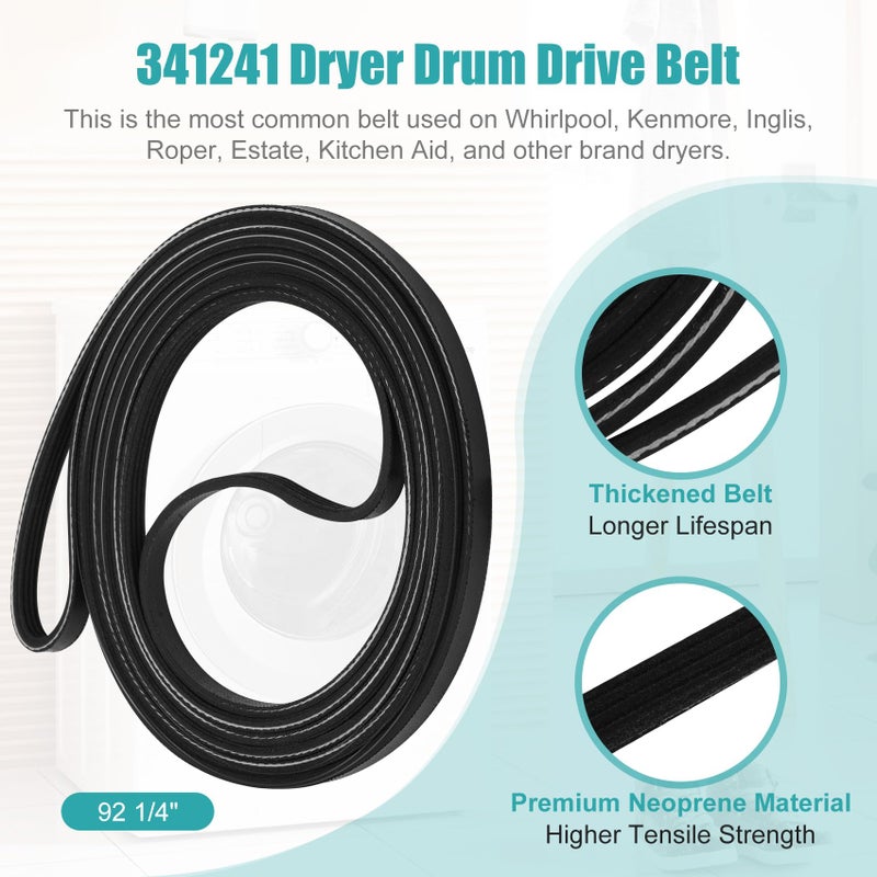Iococee Upgraded 4392065 Dryer Repair Kit Including 691366 Idler Pulley, 341241 Dryer Belt, 349241t Roller, Dryer Parts for Whirlpool Kenmore Roper Maytag Sears Amana, Replaces AP3131942 AP6010582 WP691366 - Image 2